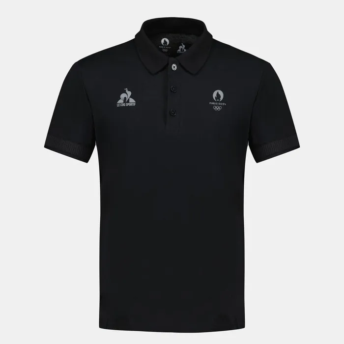 Men Le Coq Sportif Polos Shirts Paris 2024 Polo Shirt Black