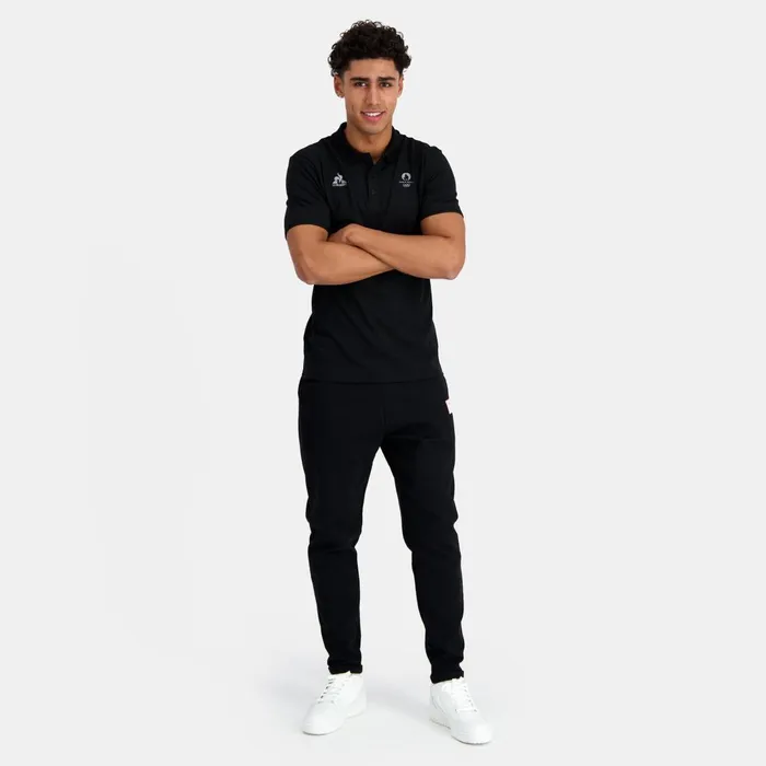 Men Le Coq Sportif Polos Shirts Paris 2024 Polo Shirt Black