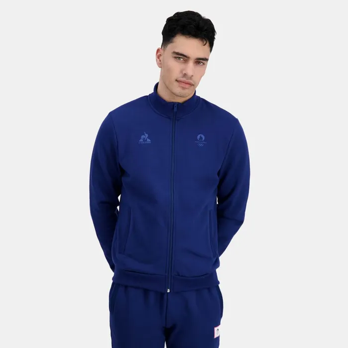 Men Le Coq Sportif Sweatshirts Paris 2024 ZipUp Sweatshirtshirt Blue Depths