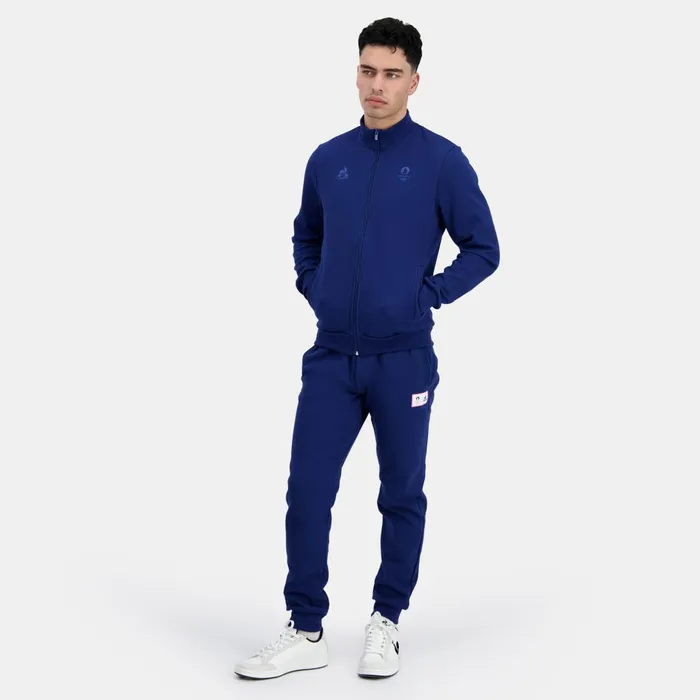 Men Le Coq Sportif Sweatshirts Paris 2024 ZipUp Sweatshirtshirt Blue Depths