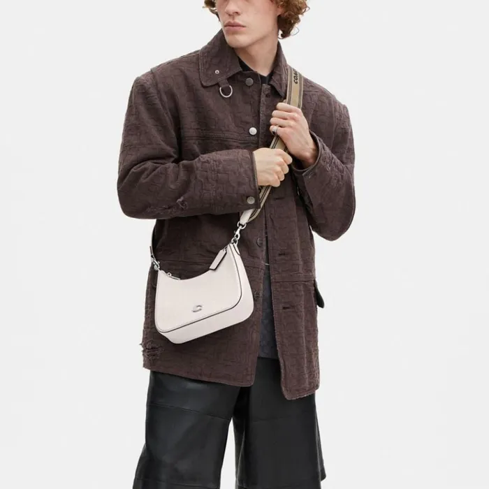 Men Messenger and Crossbody Coach Hobo Crossbody With Signature Canvas Detail Chalk Men Messenger and Crossbody Coach Hobo Crossbody With Signature Canvas Detail Chalk