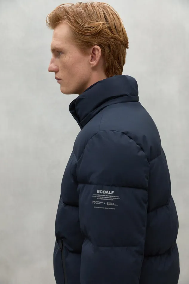 Men Navy Blue Bazon Jacket Ecoalf Coats And Jackets