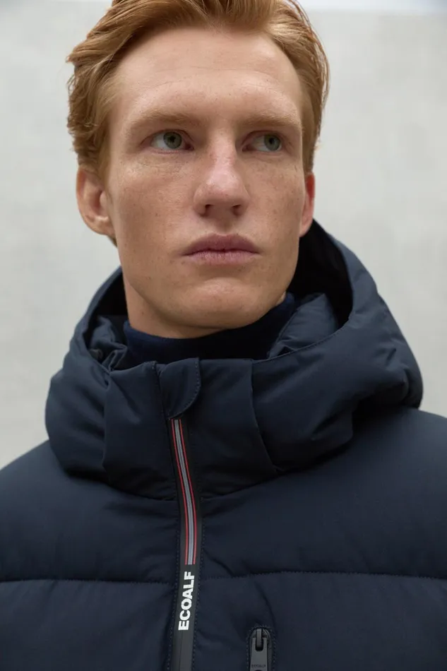 Men Navy Blue Bazon Jacket Ecoalf Coats And Jackets