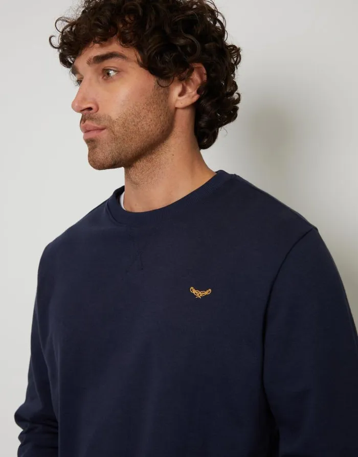 Men Navy Crew Neck Sweatshirt Threadbare Jumpers Men Navy Crew Neck Sweatshirt Threadbare Jumpers