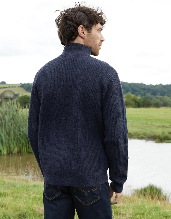 Men Navy Knitted Quarter Zip Jumper Threadbare Jumpers Men Navy Knitted Quarter Zip Jumper Threadbare Jumpers