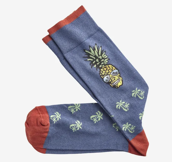 Men Novelty Socks Denim Pineapple Skull JohnstonandMurphy Socks