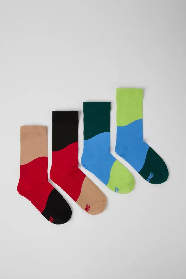 Men Odd Socks Pack Two Pair Pack Of Long Multicolored Socks Camper Socks