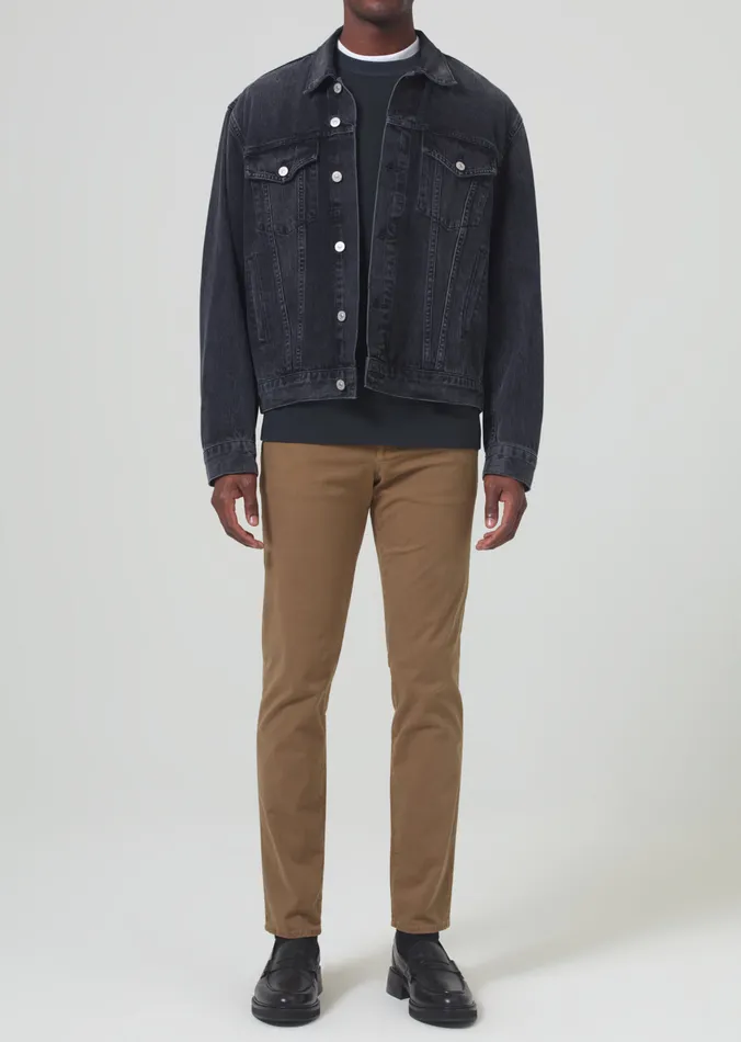 Men Pants Citizens Of Humanity London Tapered Slim Stretch Twill In Dark Khaki