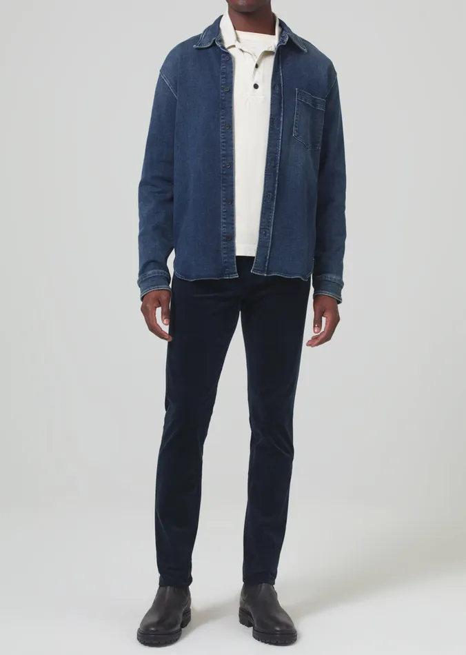 Men Pants Citizens Of Humanity London Tapered Slim Velvet In Navy