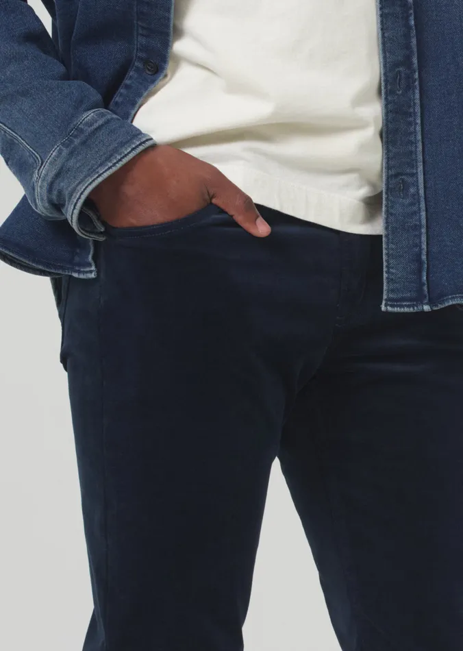 Men Pants Citizens Of Humanity London Tapered Slim Velvet In Navy