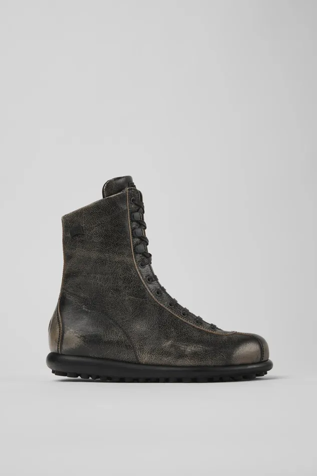 Men Pelotas Gray Leather Boots Camper Ankle Boots Men Pelotas Gray Leather Boots Camper Ankle Boots