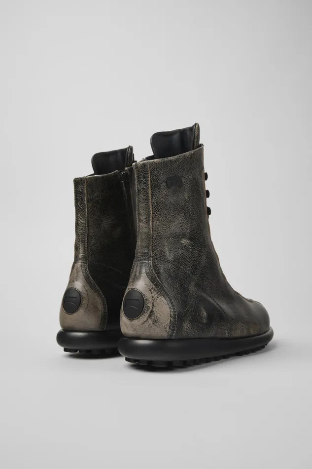 Men Pelotas Gray Leather Boots Camper Ankle Boots Men Pelotas Gray Leather Boots Camper Ankle Boots