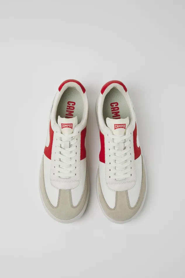 Men Pelotas XLite White And Red Textile And Leather Sneakers Camper Sneakers Men Pelotas XLite White And Red Textile And Leather Sneakers Camper Sneakers