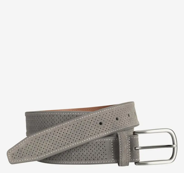 Men Perfed Suede Belt Gray JohnstonandMurphy Belts