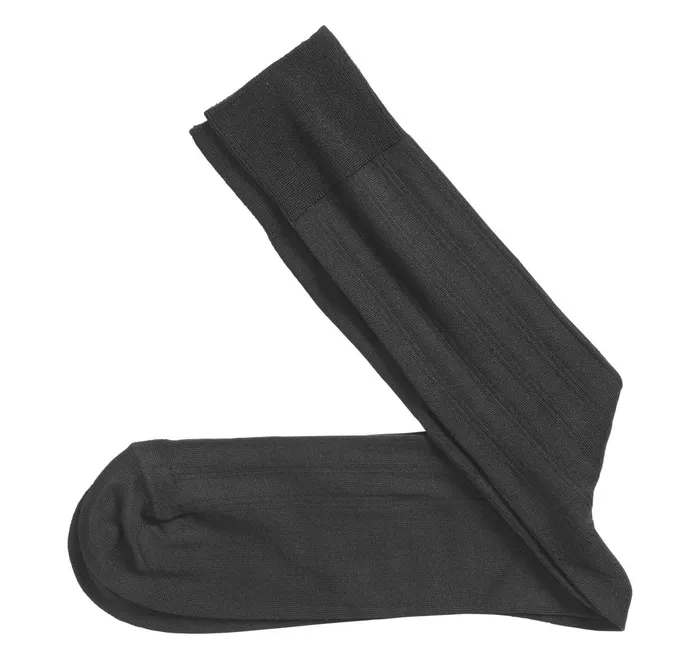 Men Pima Cotton Ribbed Socks Black JohnstonandMurphy Socks