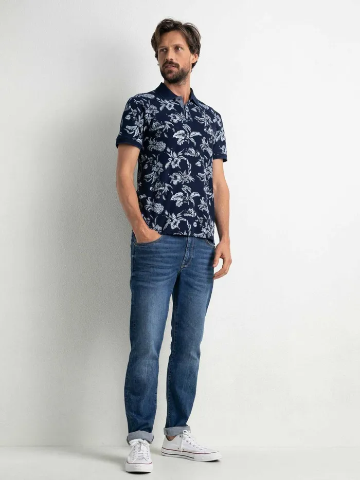 Men Polo Shirts Petrol Industries Botanical Polo Shirt Midnight Navy