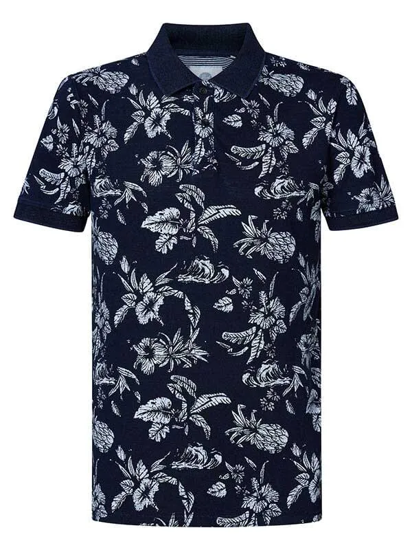 Men Polo Shirts Petrol Industries Botanical Polo Shirt Midnight Navy