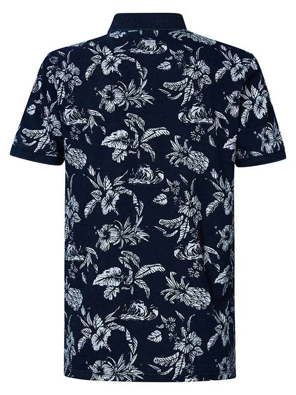 Men Polo Shirts Petrol Industries Botanical Polo Shirt Midnight Navy