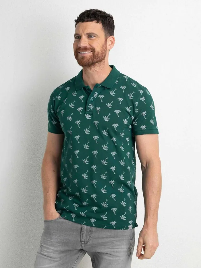 Men Polo Shirts Petrol Industries Palm Tree Polo Shirt Emerald Green