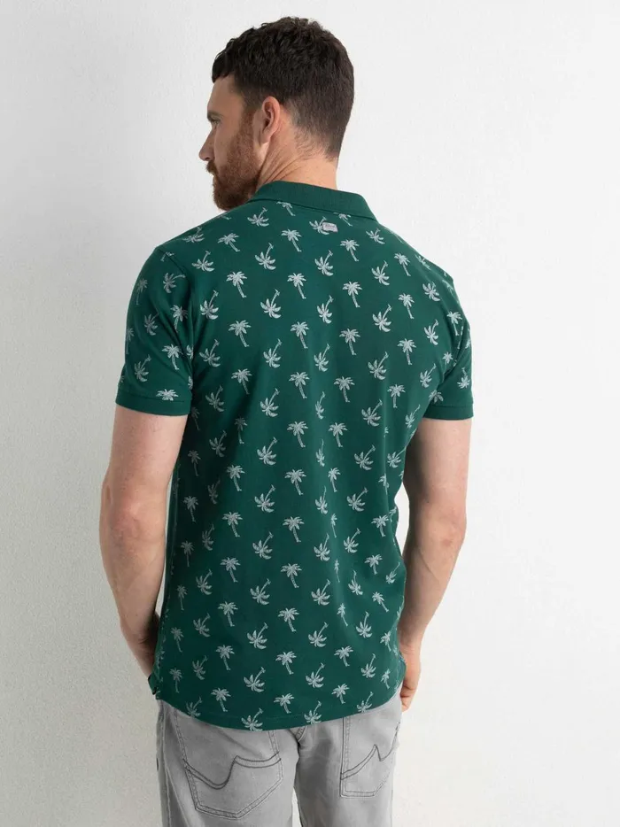 Men Polo Shirts Petrol Industries Palm Tree Polo Shirt Emerald Green