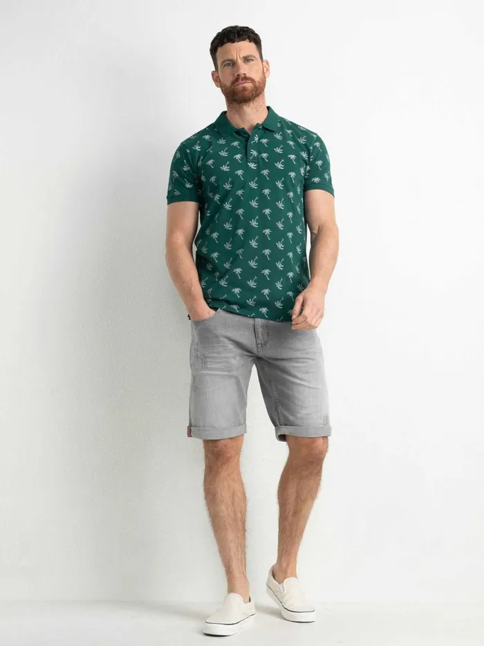 Men Polo Shirts Petrol Industries Palm Tree Polo Shirt Emerald Green