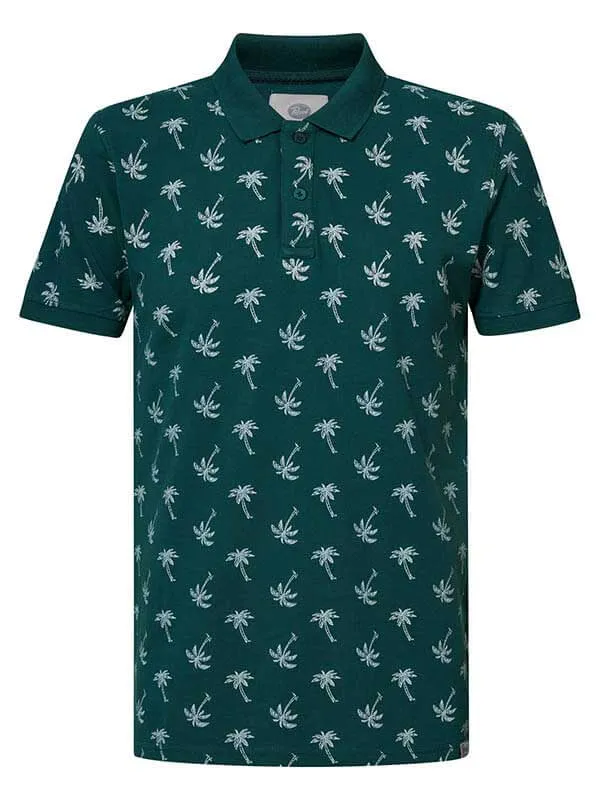 Men Polo Shirts Petrol Industries Palm Tree Polo Shirt Emerald Green