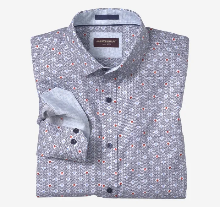 Men Printed Cotton Shirt Rising Skull Print JohnstonandMurphy Shirts