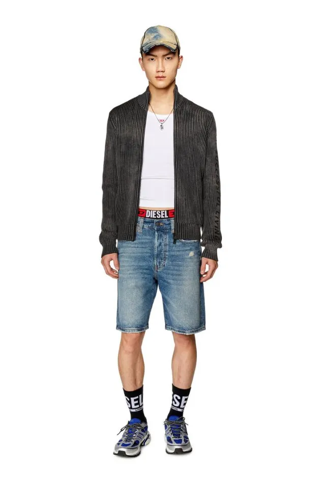 Men RegularShort Medium Blue Diesel Trousers And Shorts