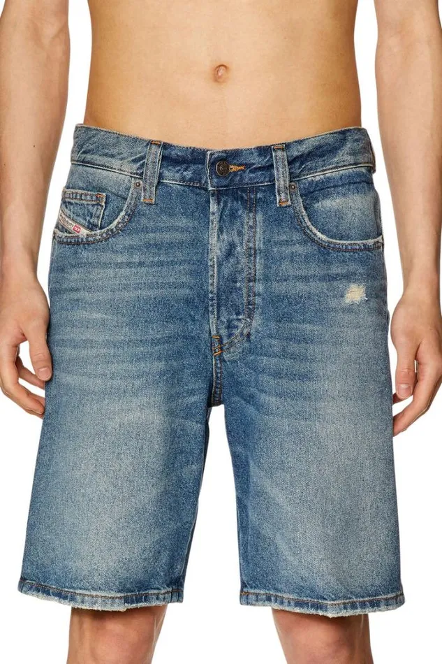 Men RegularShort Medium Blue Diesel Trousers And Shorts Men RegularShort Medium Blue Diesel Trousers And Shorts