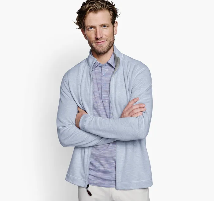 Men Reversible FullZip Light Bluegray JohnstonandMurphy Sweaters and Knits