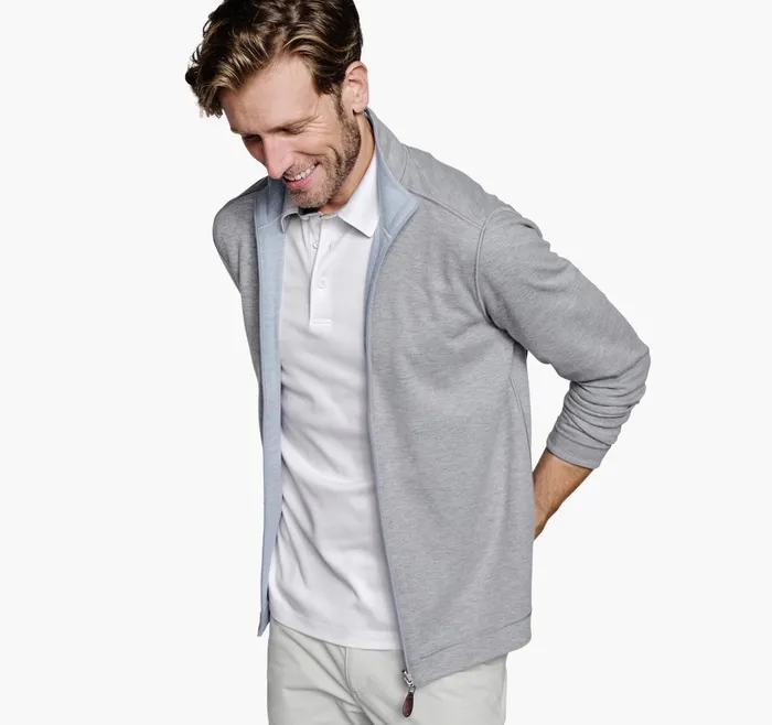 Men Reversible FullZip Light Bluegray JohnstonandMurphy Sweaters and Knits Men Reversible FullZip Light Bluegray JohnstonandMurphy Sweaters and Knits
