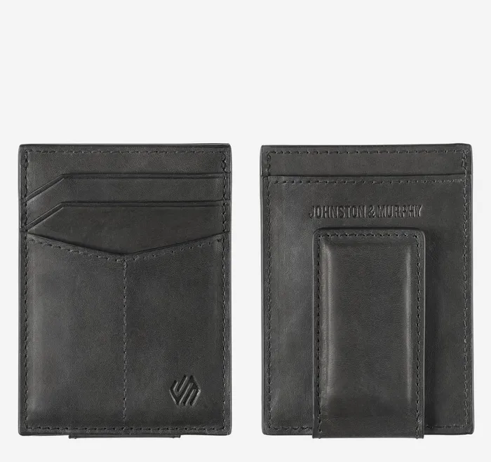 Men Rhodes Front Pocket Wallet Black Full Grain JohnstonandMurphy Wallets