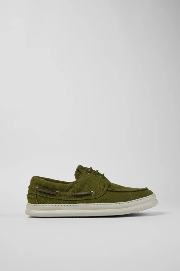Men Runner Green Textile Boat Shoe Camper Sneakers Men Runner Green Textile Boat Shoe Camper Sneakers