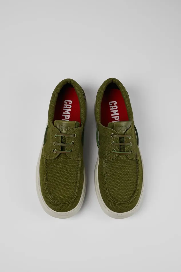 Men Runner Green Textile Boat Shoe Camper Sneakers Men Runner Green Textile Boat Shoe Camper Sneakers