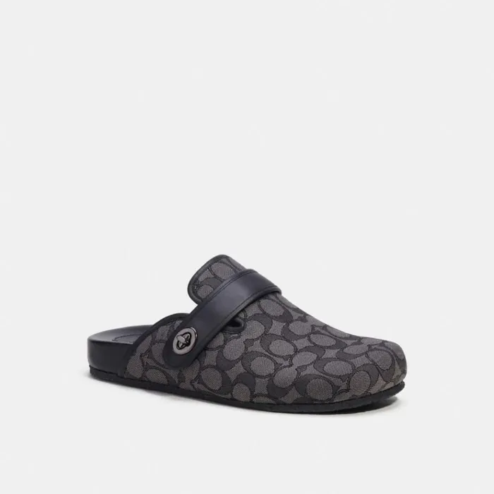 Men Sandals and Slides Coach Clog In Signature Jacquard Charcoalblack