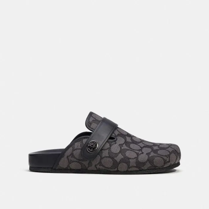 Men Sandals and Slides Coach Clog In Signature Jacquard Charcoalblack