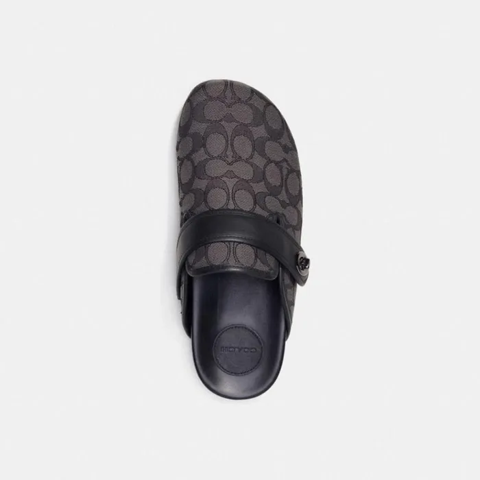 Men Sandals and Slides Coach Clog In Signature Jacquard Charcoalblack