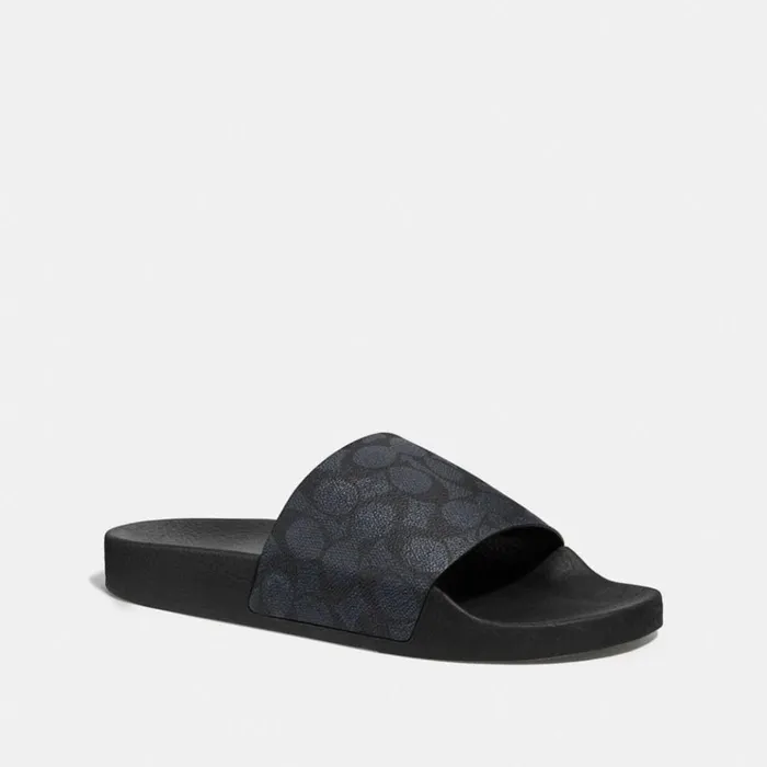 Men Sandals and Slides Coach Slide Charcoal Signature