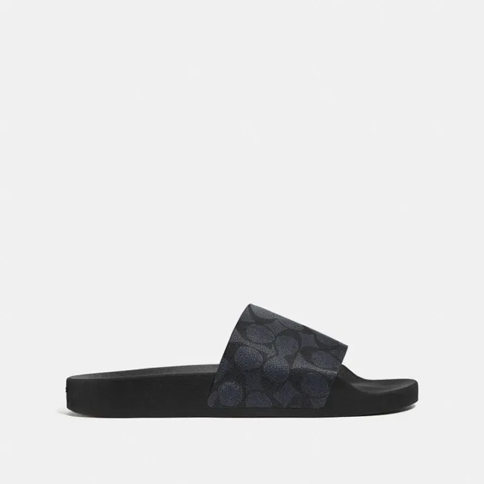 Men Sandals and Slides Coach Slide Charcoal Signature