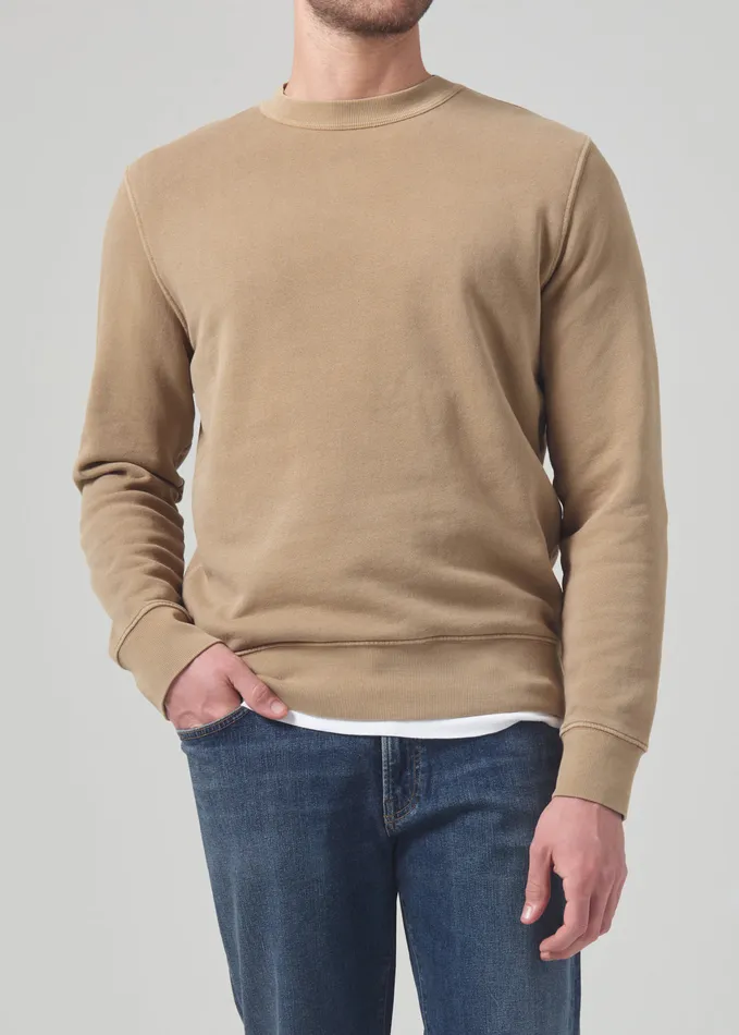 Men Shirts Citizens Of Humanity Vintage Crewneck Sweatshirt In Khaki Classic