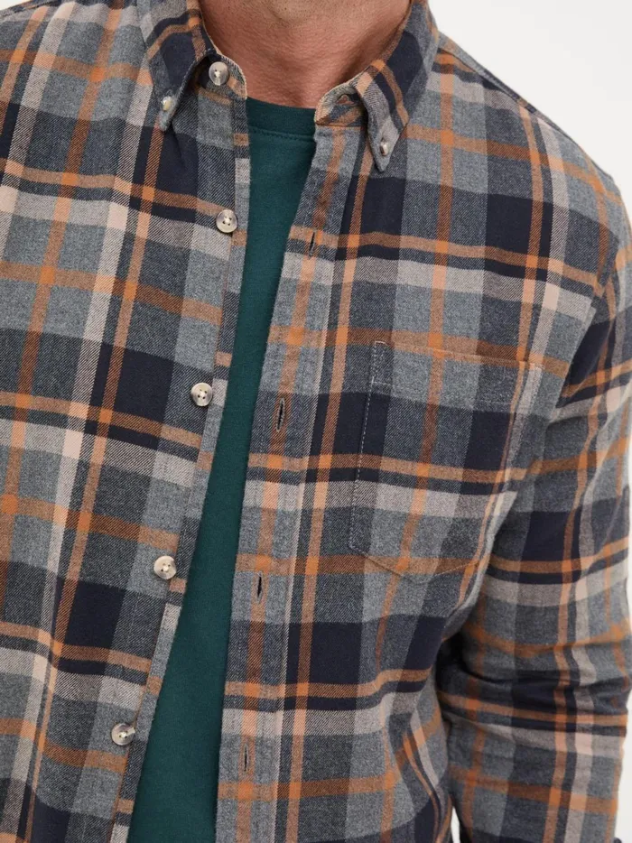Men Shirts Fat Face Grey Long Sleeve Selby Check 100 Cotton Shirt