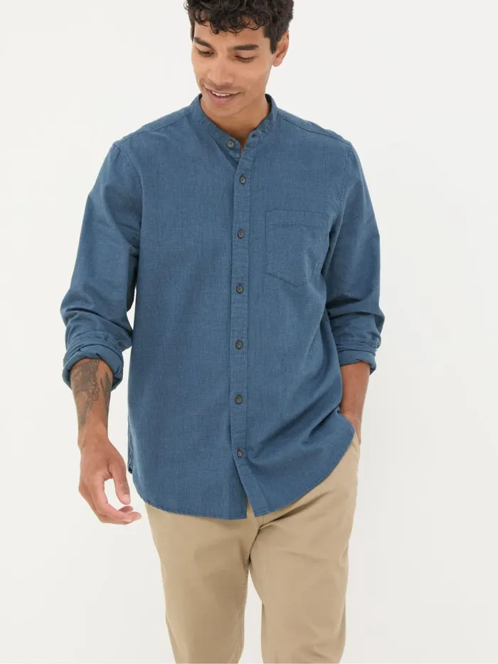 Men Shirts Fat Face Tadlow Blue Grandad Shirt