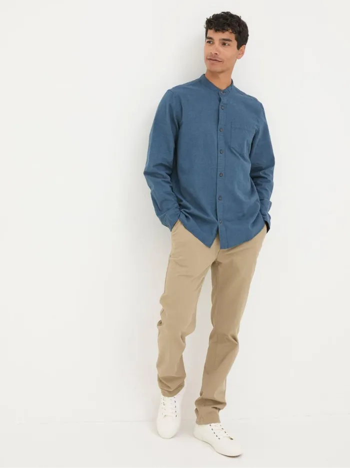 Men Shirts Fat Face Tadlow Blue Grandad Shirt