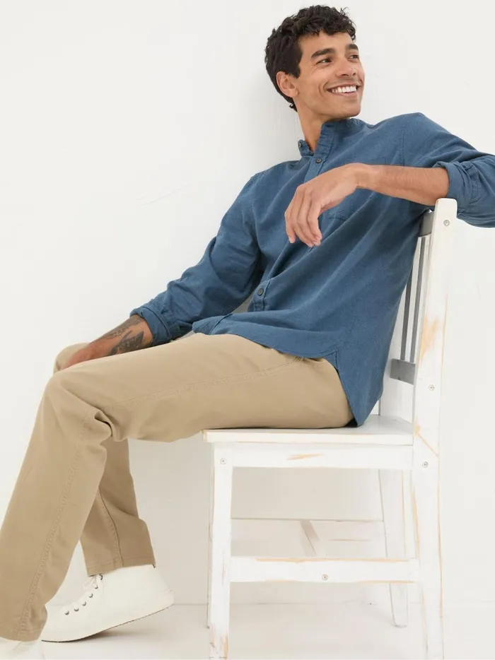 Men Shirts Fat Face Tadlow Blue Grandad Shirt