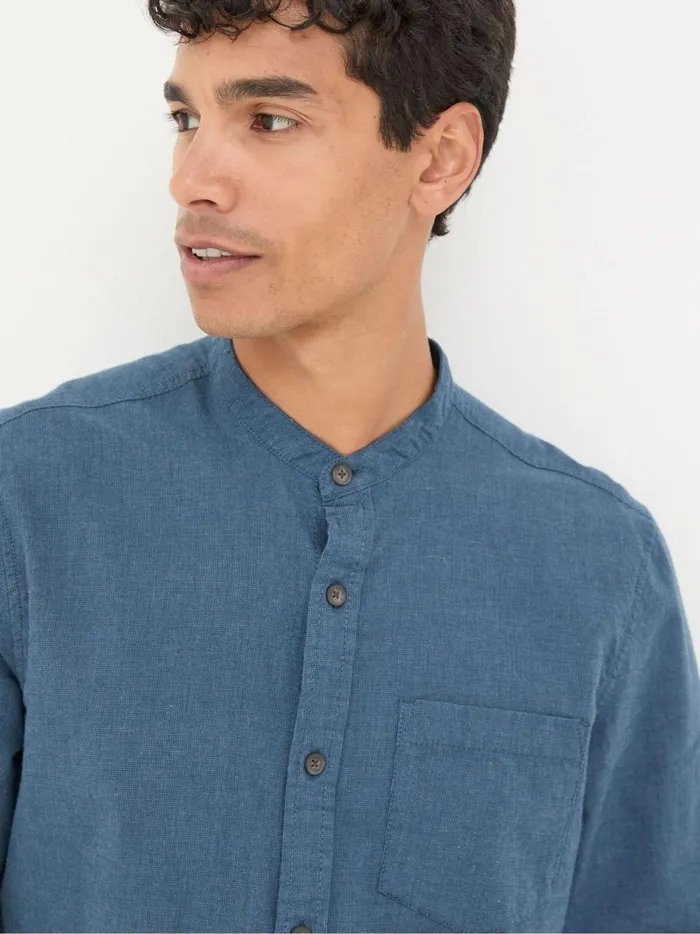 Men Shirts Fat Face Tadlow Blue Grandad Shirt