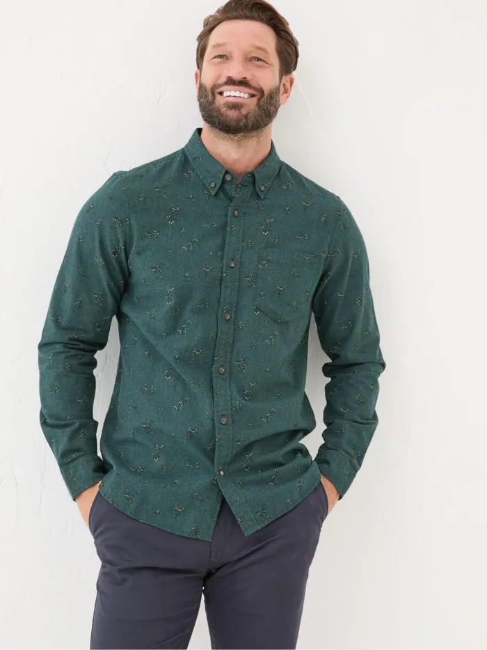 Men Shirts Fat Face Teal Blue Burgess Floral Print Shirt