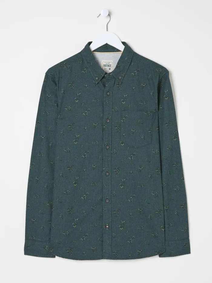 Men Shirts Fat Face Teal Blue Burgess Floral Print Shirt