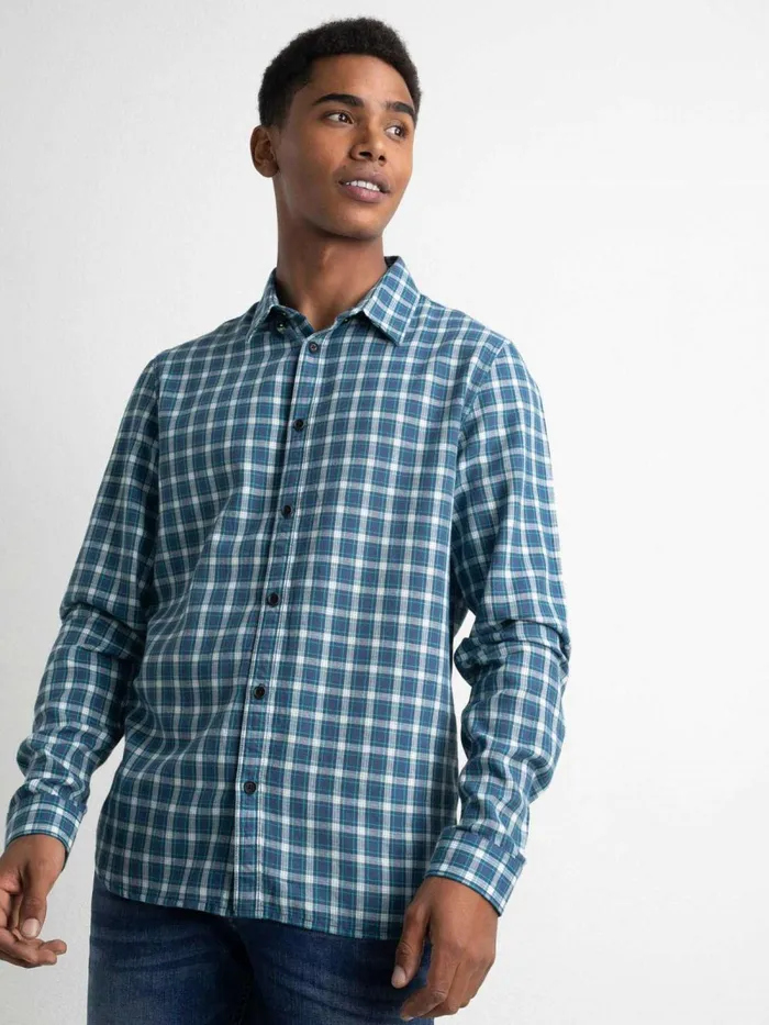 Men Shirts Petrol Industries Checked Shirt Petrol Blue