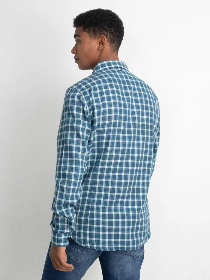 Men Shirts Petrol Industries Checked Shirt Petrol Blue