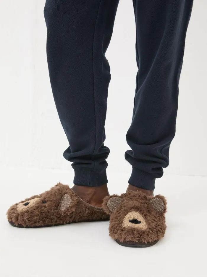 Men Slippers Fat Face Brown Grizzly Bear Slippers